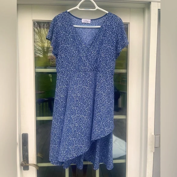 blue wrap maternity dress Navy Blue Long Sleeve Wrap Hem Fitted Maternity Dress  PinkBlush